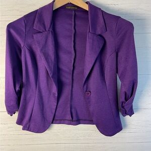 Auline Collection Womens Purple Blazer-Sz Large–Elegant & Soft Casual Jacket EUC
